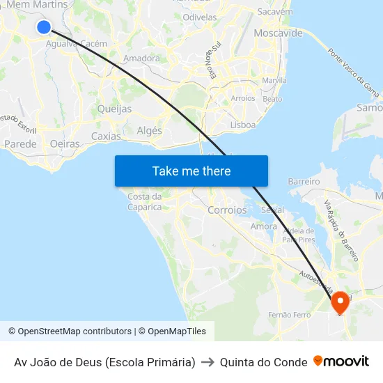 Av João de Deus (Escola Primária) to Quinta do Conde map
