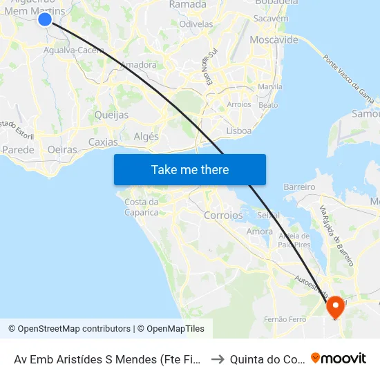 Av Emb Aristídes S Mendes (Fte Finanças) to Quinta do Conde map