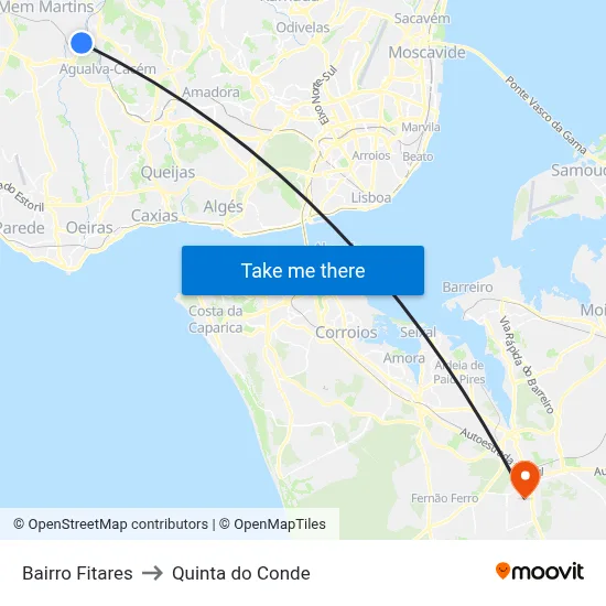 Bairro Fitares to Quinta do Conde map