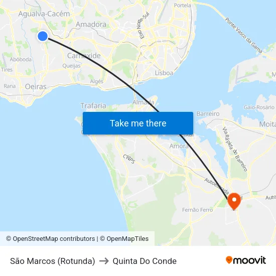 São Marcos (Rotunda) to Quinta Do Conde map
