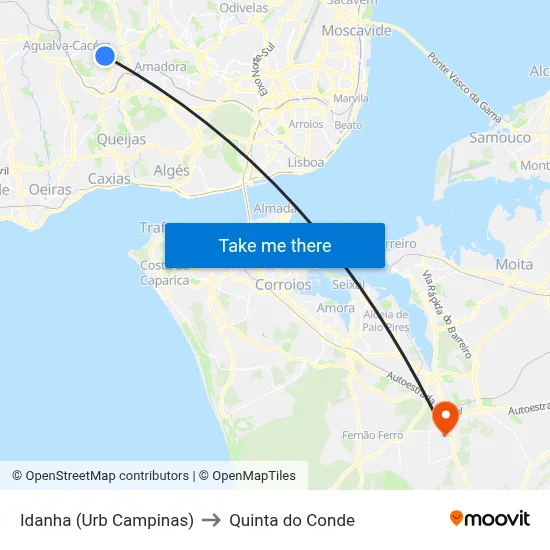 Idanha (Urb Campinas) to Quinta do Conde map