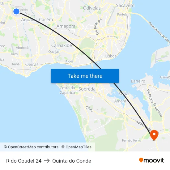 R do Coudel 24 to Quinta do Conde map