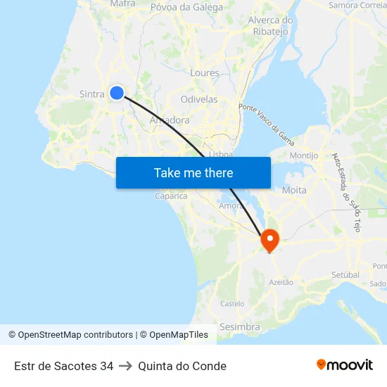 Estr de Sacotes 34 to Quinta do Conde map