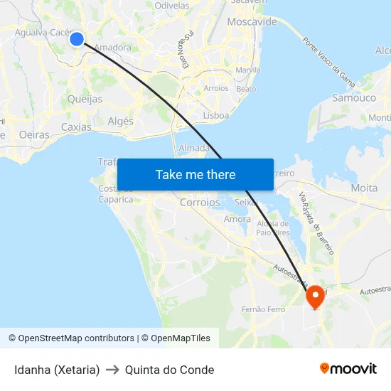 Idanha (Xetaria) to Quinta do Conde map