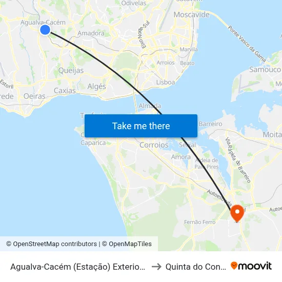 Agualva-Cacém (Estação) Exterior P2 to Quinta do Conde map