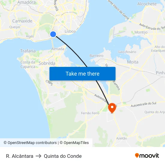 R. Alcântara to Quinta do Conde map
