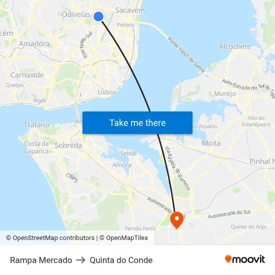 Rampa Mercado to Quinta do Conde map