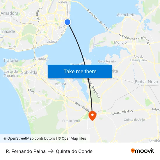 R. Fernando Palha to Quinta do Conde map