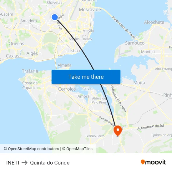 INETI to Quinta do Conde map