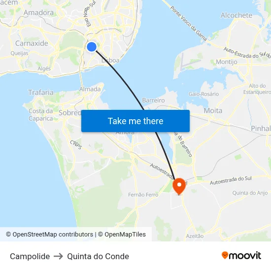 Campolide to Quinta do Conde map