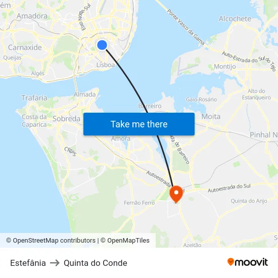 Estefânia to Quinta do Conde map