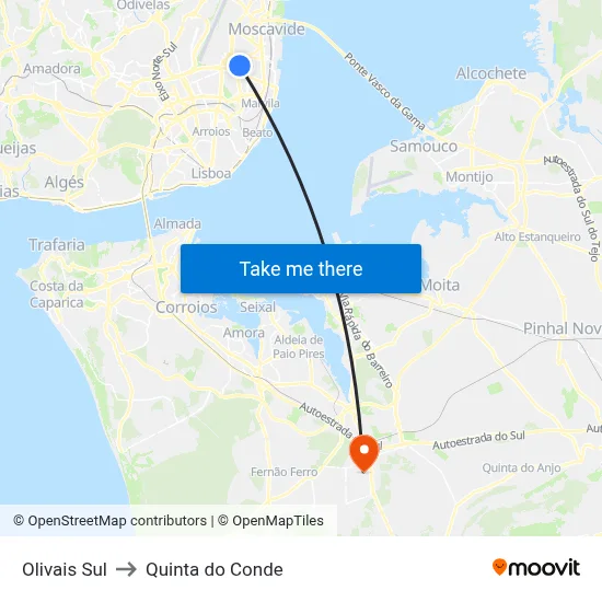 Olivais Sul to Quinta do Conde map