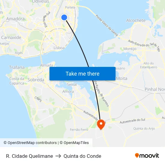 R. Cidade Quelimane to Quinta do Conde map
