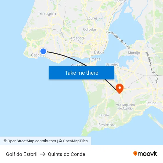 Golf do Estoril to Quinta do Conde map