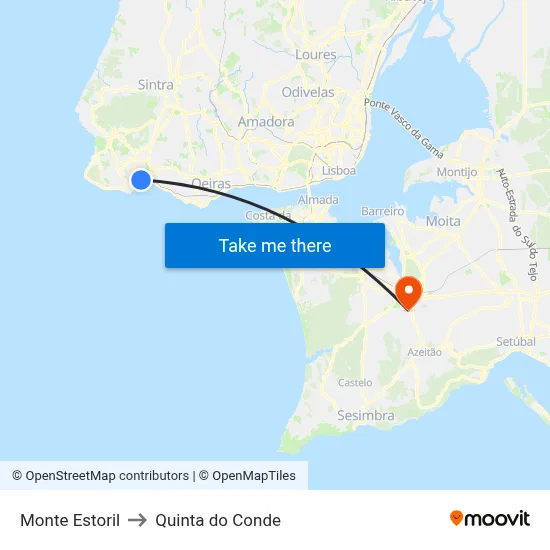 Monte Estoril to Quinta do Conde map