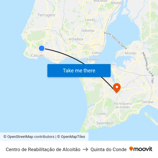 Centro de Reabilitação de Alcoitão to Quinta do Conde map
