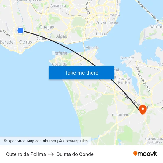Outeiro da Polima to Quinta do Conde map