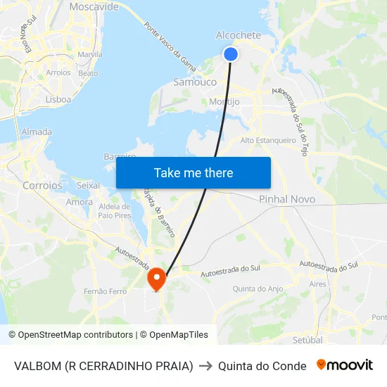 VALBOM (R CERRADINHO PRAIA) to Quinta do Conde map