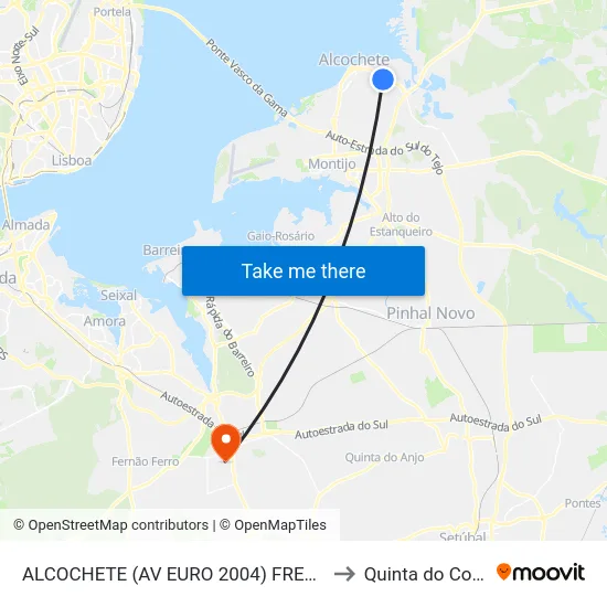 ALCOCHETE (AV EURO 2004) FREEPORT to Quinta do Conde map