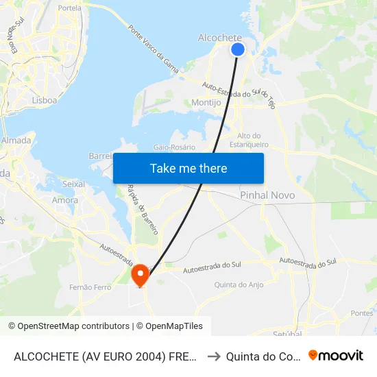 ALCOCHETE (AV EURO 2004) FREEPORT to Quinta do Conde map