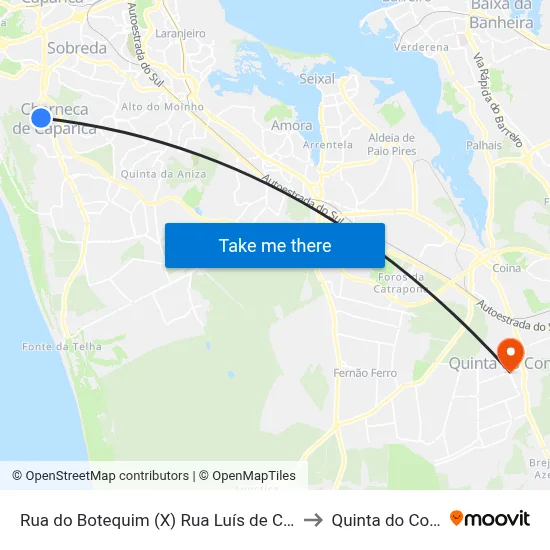 Rua do Botequim (X) Rua Luís de Camões to Quinta do Conde map