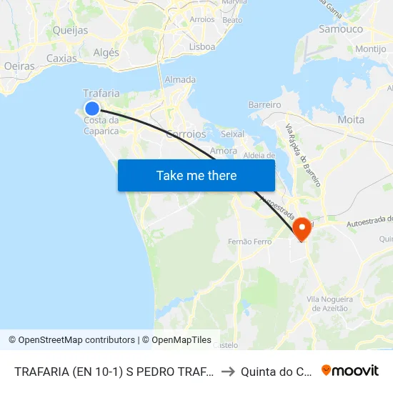 TRAFARIA (EN 10-1) S PEDRO TRAFARIA 123 to Quinta do Conde map