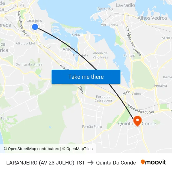 LARANJEIRO (AV 23 JULHO) TST to Quinta Do Conde map