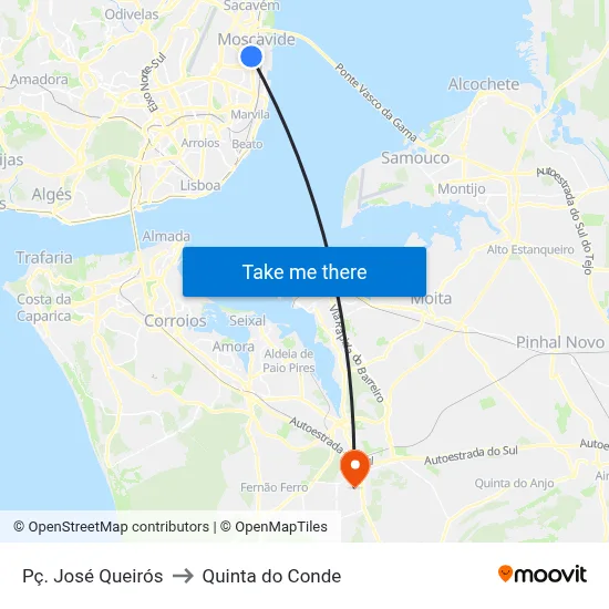 Pç. José Queirós to Quinta do Conde map