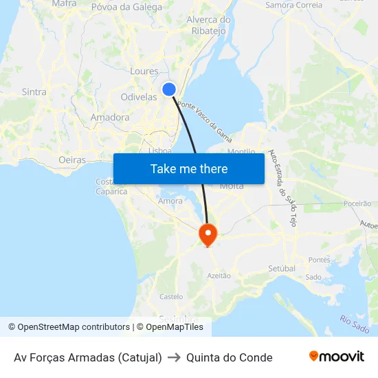 Av Forças Armadas (Catujal) to Quinta do Conde map