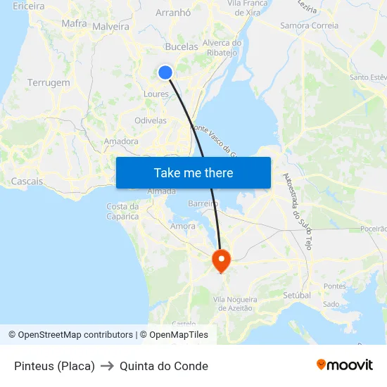 Pinteus (Placa) to Quinta do Conde map