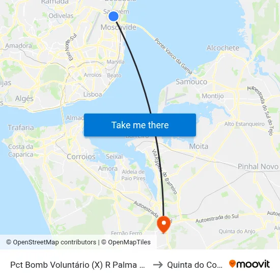 Pct Bomb Voluntário (X) R Palma Carlos to Quinta do Conde map