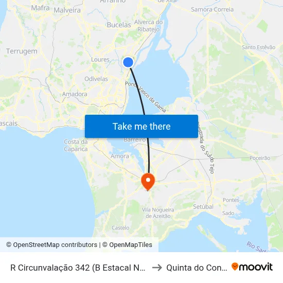 R Circunvalação 342 (B Estacal Novo) to Quinta do Conde map