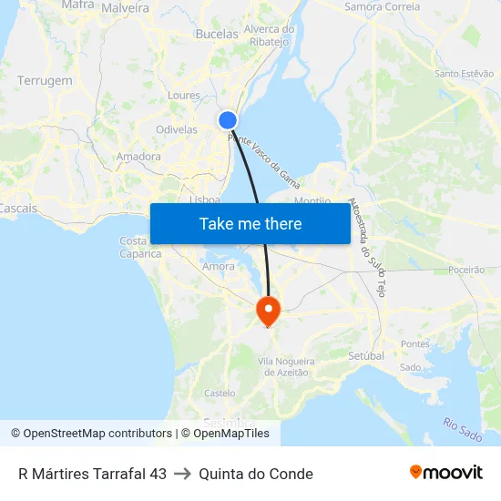 R Mártires Tarrafal 43 to Quinta do Conde map