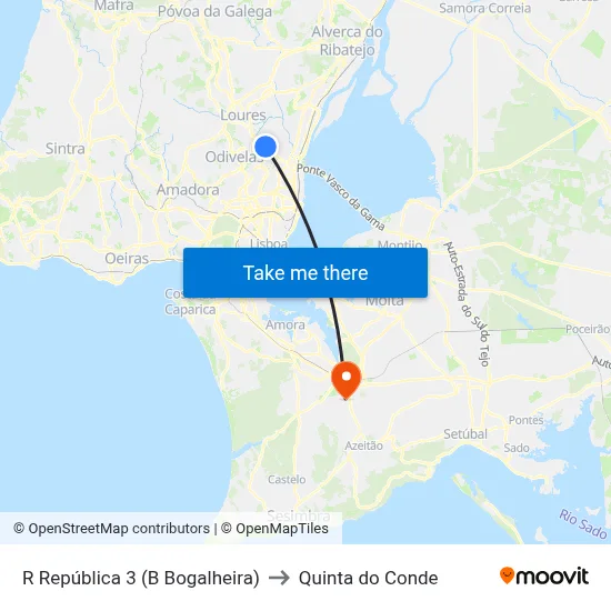 R República 3 (B Bogalheira) to Quinta do Conde map