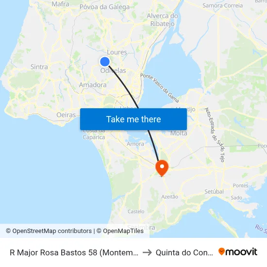 R Major Rosa Bastos 58 (Montemor) to Quinta do Conde map