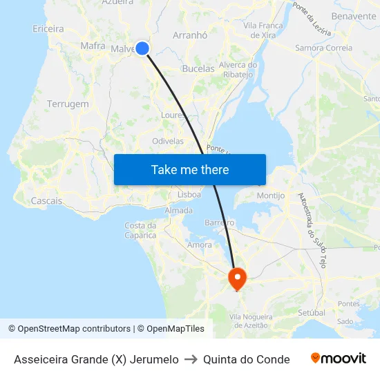 Asseiceira Grande (X) Jerumelo to Quinta do Conde map