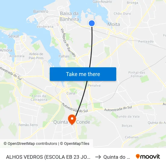 ALHOS VEDROS (ESCOLA EB 23 JOSÉ AFONSO) to Quinta do Conde map