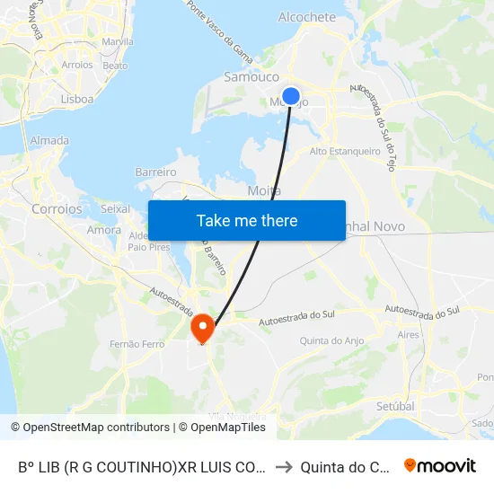 Bº LIB (R G COUTINHO)XR LUIS CORR MOR to Quinta do Conde map