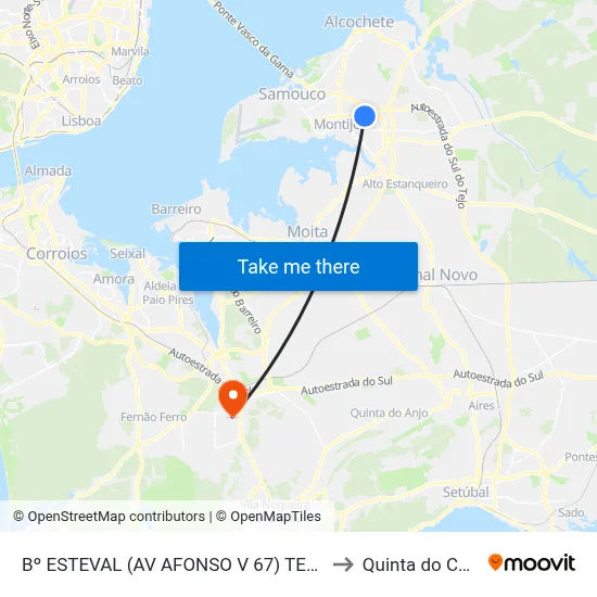 Bº ESTEVAL (AV AFONSO V 67) TERMINAL to Quinta do Conde map