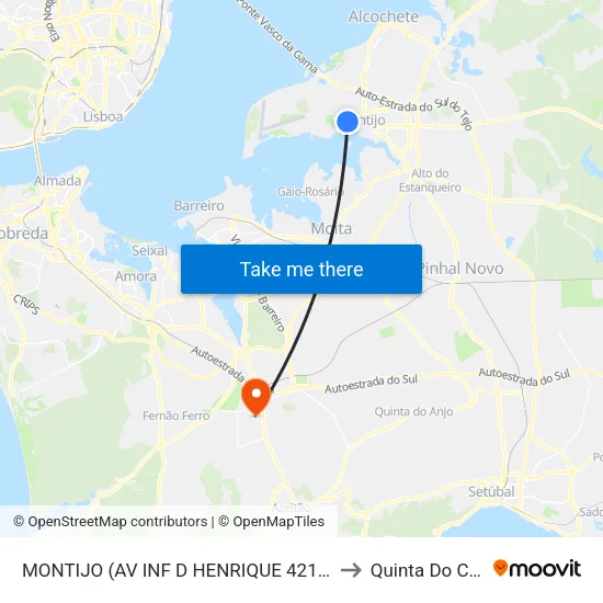 MONTIJO (AV INF D HENRIQUE 421) ESC SEC to Quinta Do Conde map