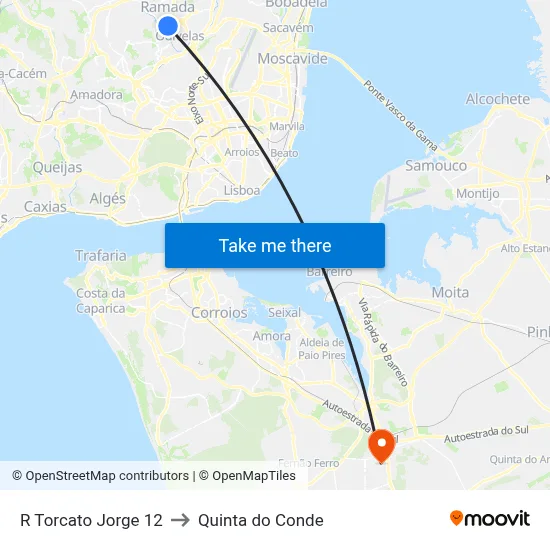 R Torcato Jorge 12 to Quinta do Conde map