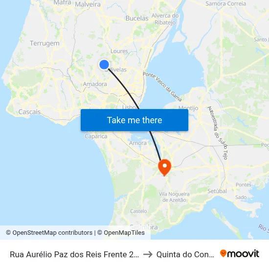 Rua Aurélio Paz dos Reis Frente 231 to Quinta do Conde map