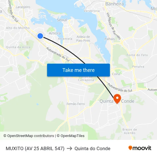 MUXITO (AV 25 ABRIL 547) to Quinta do Conde map