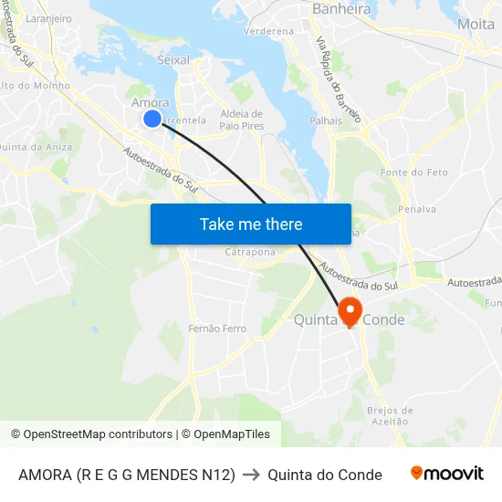 AMORA (R E G G MENDES N12) to Quinta do Conde map