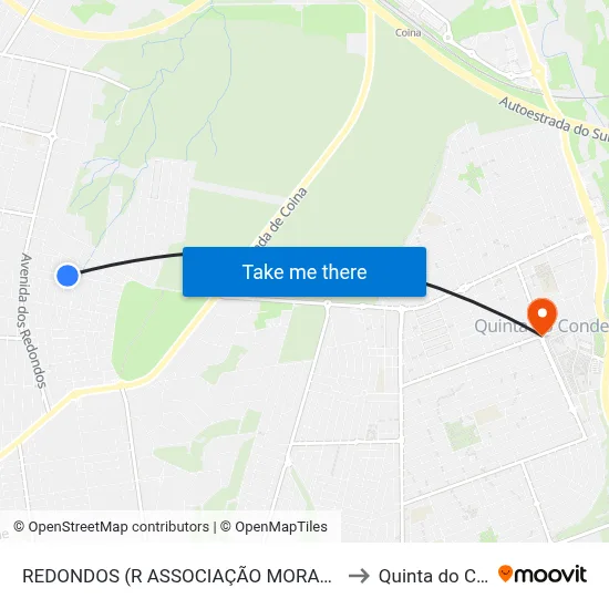 REDONDOS (R ASSOCIAÇÃO MORADORES 595) to Quinta do Conde map