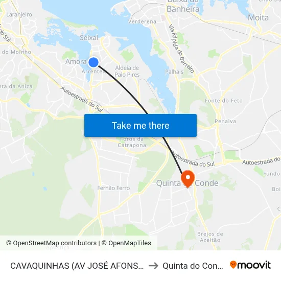 CAVAQUINHAS (AV JOSÉ AFONSO) to Quinta do Conde map