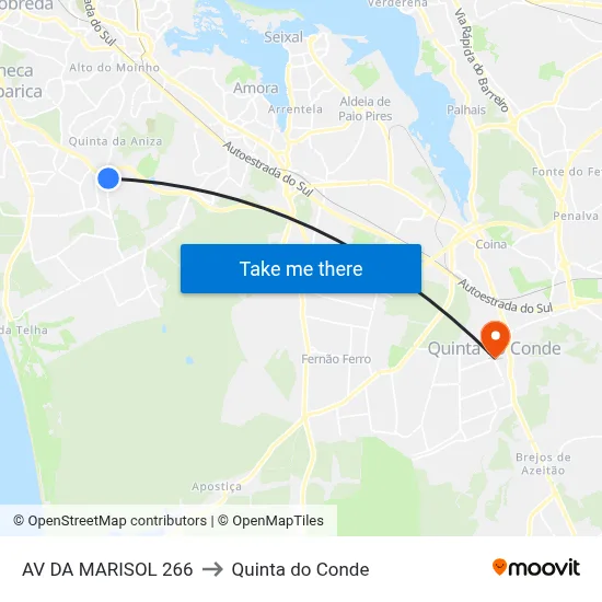 AV DA MARISOL 266 to Quinta do Conde map