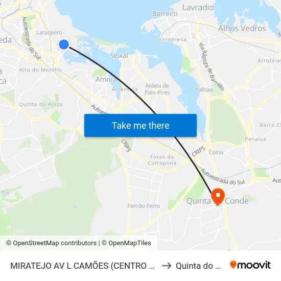 MIRATEJO AV L CAMÕES (CENTRO COMERCIAL) to Quinta do Conde map