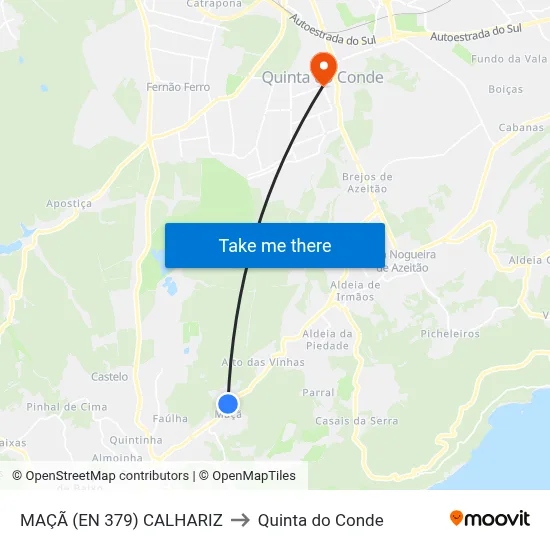 MAÇÃ (EN 379) CALHARIZ to Quinta do Conde map