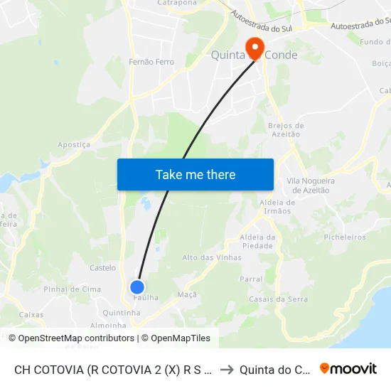 CH COTOVIA (R COTOVIA 2 (X) R S ANDREA) to Quinta do Conde map